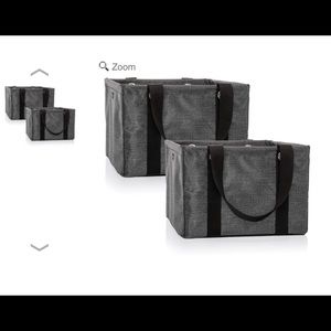 2 Square Utility Totes- Charcoal Crosshatch